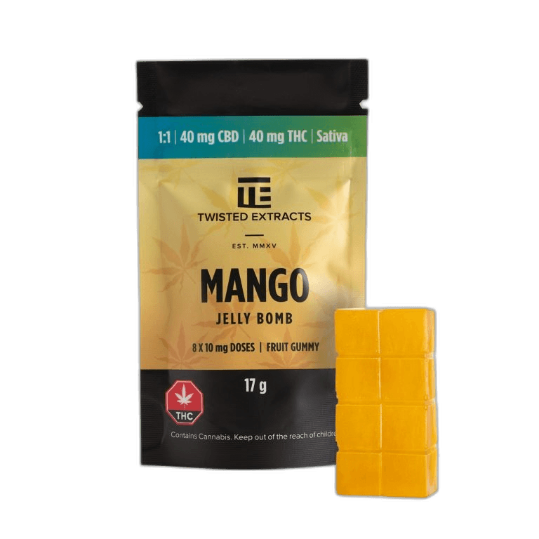 Twisted Extracts 1:1 Jelly Bomb (40mg THC + 40mg CBD) — Mango