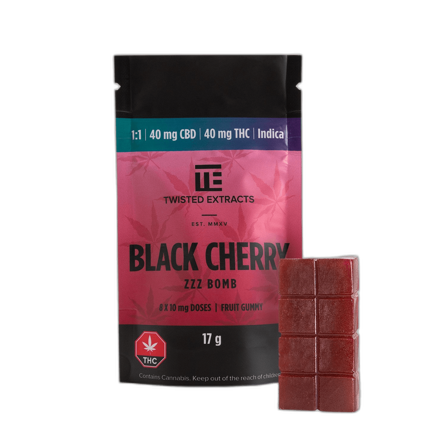 Twisted Extracts 1:1 Zzz Bomb (40mg THC + 40mg CBD) — Black Cherry
