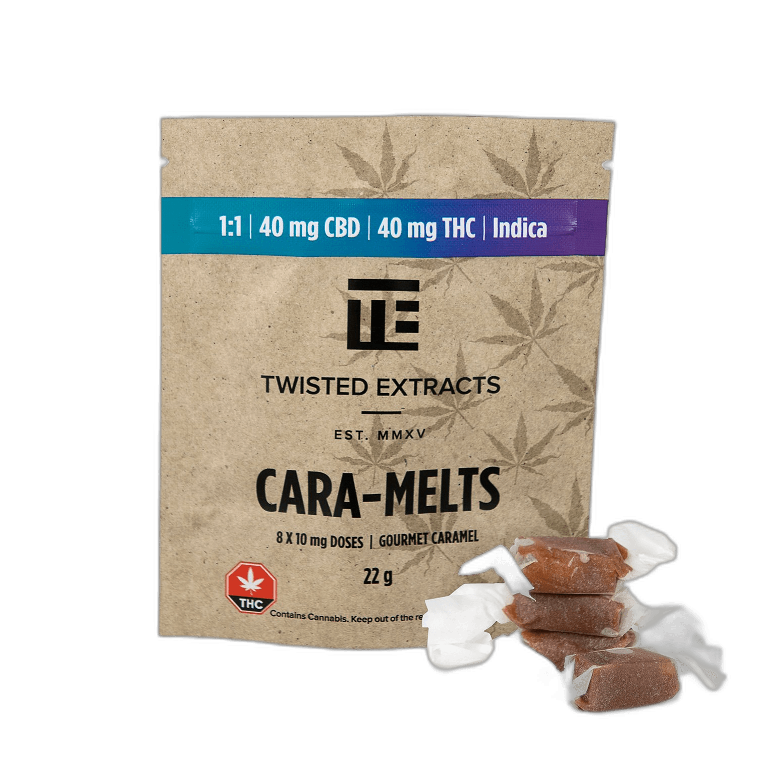 Twisted Extracts Cara-Melts 1:1 (40mg THC + 40mg CBD) — Indica