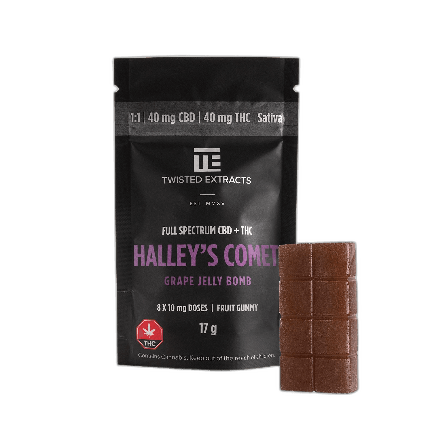 Twisted Extracts Halley's Comet Jelly Bomb (40mg THC + 40mg CBD) — Grape